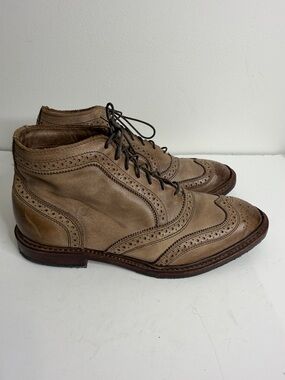 Allen Edmonds Boots Mens 6.5 E Taupe Brown Leather Wingtip Brogue Made in USA